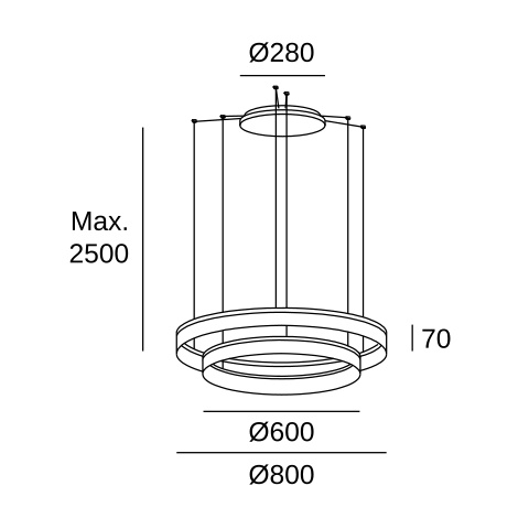 Двухкольцевой подвесной светильник LEDS C4 Circ +, 00-3647-BW-M3, белый, 3000 K, 58 Вт