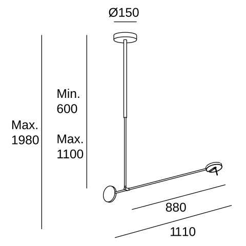 Подвесной светильник LEDS C4 Invisible Single Adjustable, 00-5694-05-05, черный, 3000 K, 12.2 Вт