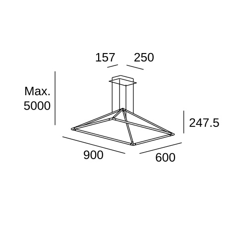 Подвесной линейный светильник LEDS C4 Tubs, 00-5999-05-M1, черный, 3000 K, 41 Вт