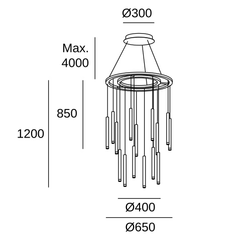 Подвесная люстра LEDS C4 Candle 15 Bodies Chandelier, 00-6020-27-27, латунь, 2700 K, 54.7 Вт