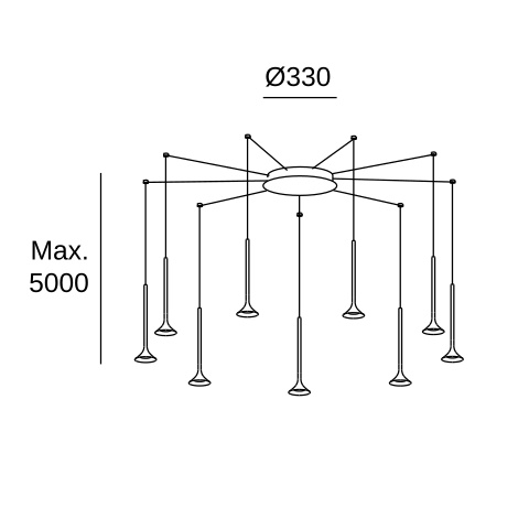 Подвесная люстра LEDS C4 Alive 9 Bodies, 00-7075-05-05, черный, 2700 K, 64.1 Вт