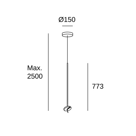 Подвесной светильник LEDS C4 Invisible Single Fixed, 00-7382-05-05, черный, 2700 K, 12.2 Вт