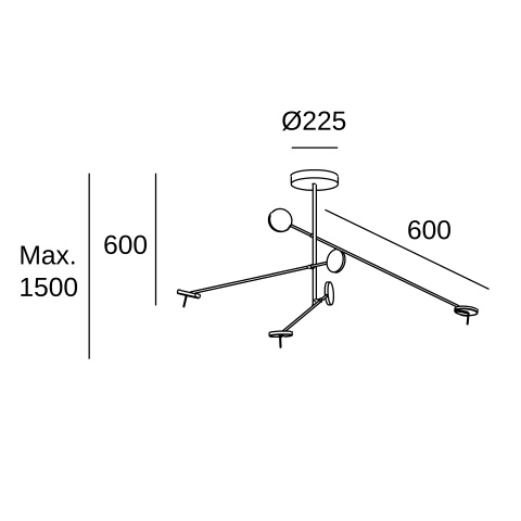 Подвесной светильник LEDS C4 Invisible Triplex, 00-7385-05-05, черный, 2700 K, 30 Вт