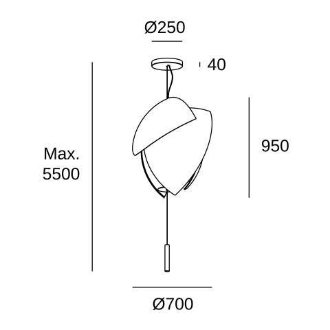 Подвесной светильник LEDS C4 Voiles Big Surface, 00-7687-21-14, хром, 2700 K, 52.2 Вт