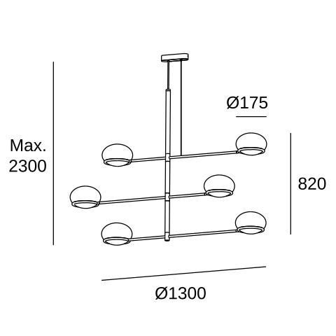Подвесной светильник LEDS C4 Coco Chandelier, 00-7986-05-M1, черный, 54 Вт
