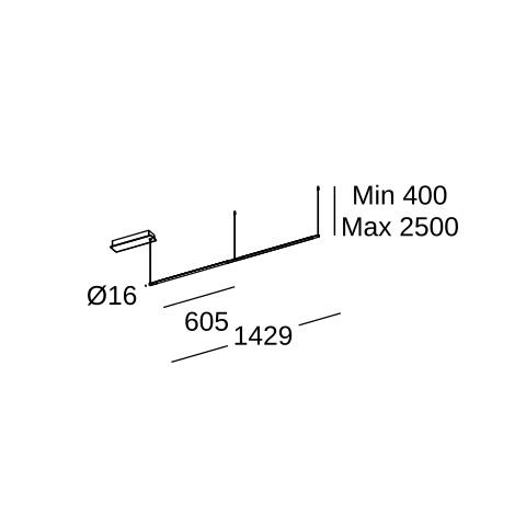 Подвесной линейный светильник LEDS C4 Configurator, 00-8248-05-M1, черный, 3000 K, 34.3 Вт
