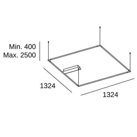 Подвесной линейный светильник LEDS C4 Tubs Modular Horizontal Square, 00-8257-05-M1, черный, 3000 K, 131.2 Вт