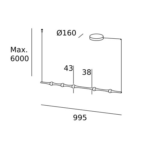 Подвесной светильник LEDS C4 Dew Horitzontal Surface, 00-8302-05-M1, черный, 2700 K, 13 Вт