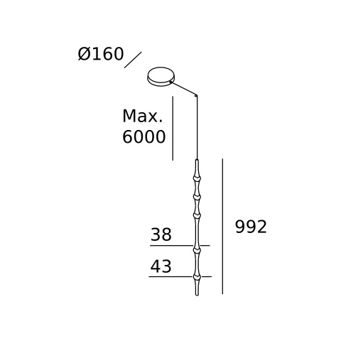 Подвесной светильник LEDS C4 Dew Vertical Surface, 00-8305-05-M1, черный, 2700 K, 13 Вт