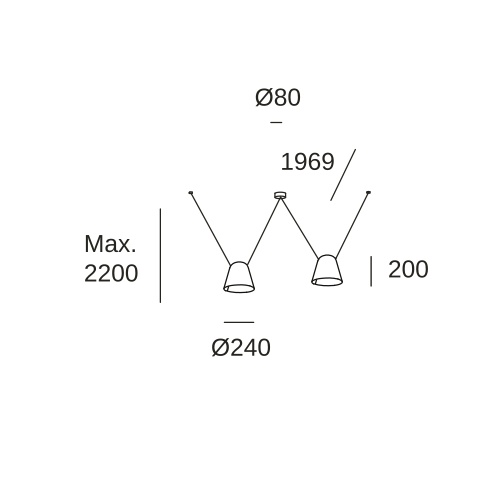 Подвесной светильник LEDS C4 Attic 2 bodies Conic Shape, 00-8367-05-14, белый, 30 Вт