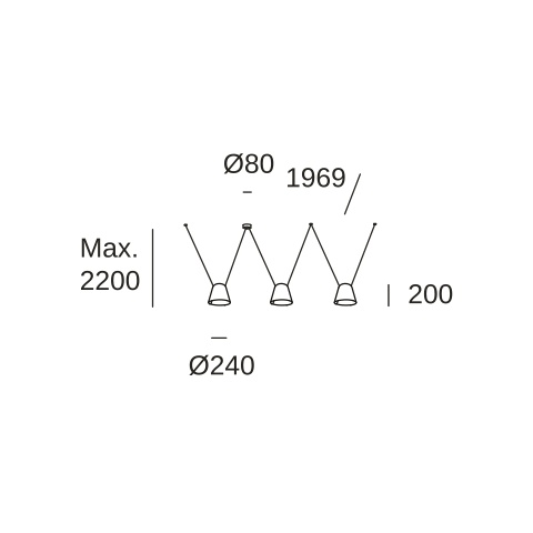 Подвесной светильник LEDS C4 Attic 3 bodies Conic Shape, 00-8375-05-14, белый, 45 Вт