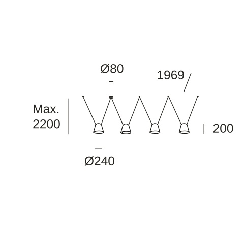 Подвесной светильник LEDS C4 Attic 4 bodies Conic Shape, 00-8383-05-05, черный, 60 Вт