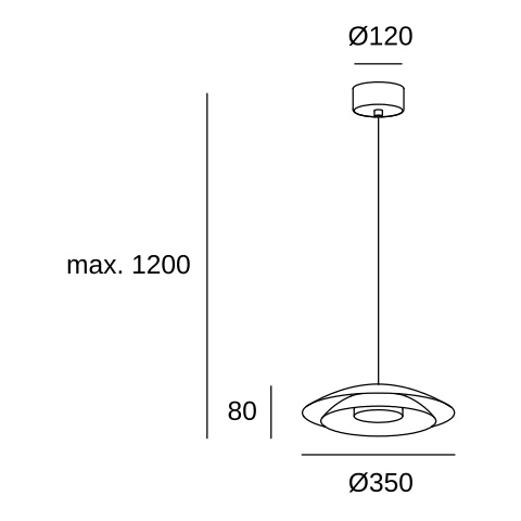 Подвесной светильник LEDS C4 Noway Small, 00-8393-DN-05, матовый золотой, SW 2700-3000-4000 K, 18.5 Вт