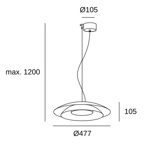 Подвесной светильник LEDS C4 Noway Big, 00-8395-DN-05, матовый золотой, SW 2700-3000-4000 K, 24.5 Вт