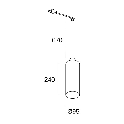 Трековый светильник LEDS C4 Deltatrack Cylindrical Cable, 00-8410-05-05, черный, 15 Вт
