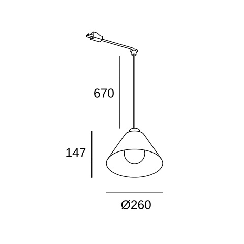 Трековый подвесной светильник LEDS C4 Deltatrack Conic Cable, 00-8412-05-DN, черный, 15 Вт