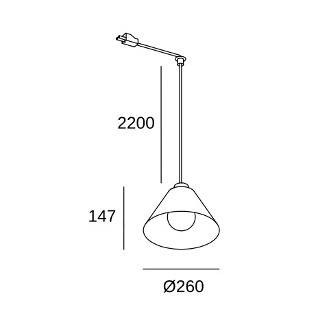 Трековый подвесной светильник LEDS C4 Deltatrack Conic Cable, 00-8413-05-DN, черный, 15 Вт