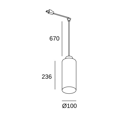 Трековый подвесной светильник LEDS C4 Deltatrack Cylindrical Cable, 00-8414-05-12, черный, 15 Вт