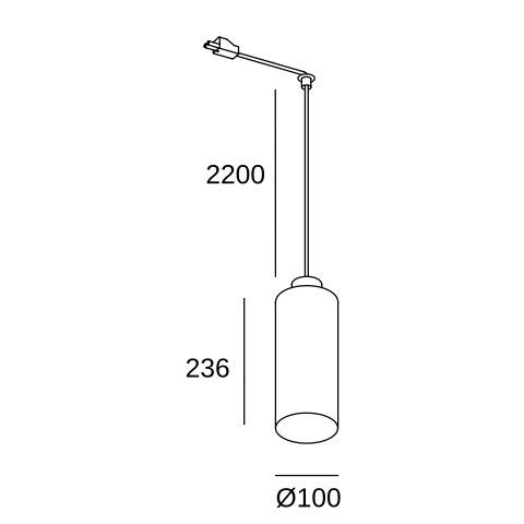 Трековый подвесной светильник LEDS C4 Deltatrack Cylindrical Cable, 00-8415-05-12, черный, 15 Вт
