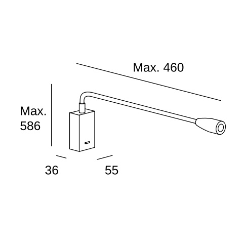 Настенная лампа LEDS C4 Bed Rectangular, 05-2831-34-34, серый, 3000 K, 4.3 Вт