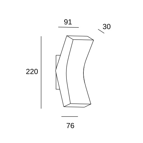 Настенный светильник LEDS C4 Bend, 05-4394-AH-M1, серебристый, 3000 K, 10 Вт