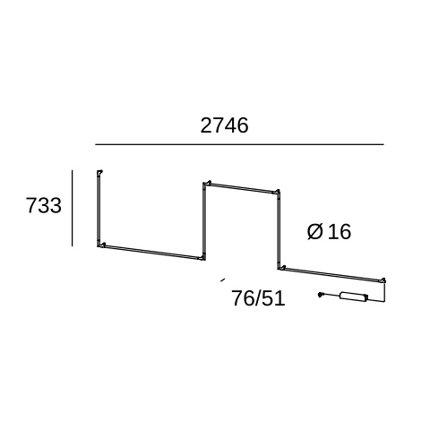 Настенный модульный светильник LEDS C4 Tubs Modular Zigzag Square, 05-8290-05-M1, черный, 3000 K, 108 Вт