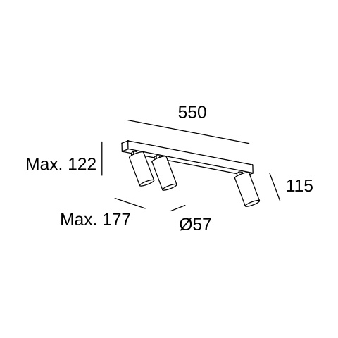 Трехплафонный настенный спот LEDS C4 Simply 3 bodies, 05-8336-05-05, черный, 24 Вт