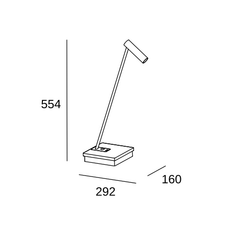 Настольная лампа LEDS C4 E-lamp Wireless, 10-7606-14-DO, белый, 2700 K, 3.2 Вт