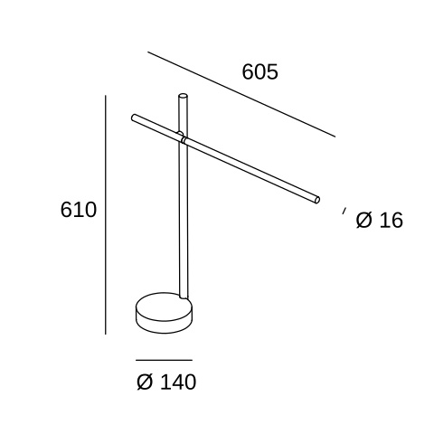Настольная лампа LEDS C4 Tubs, 10-8102-05-M1, черный, 3000 K, 13.3 Вт