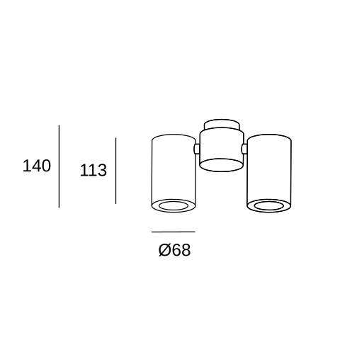 Двойной потолочный светильник LEDS C4 Pipe Double, 15-0074-14-05, белый, 16 Вт