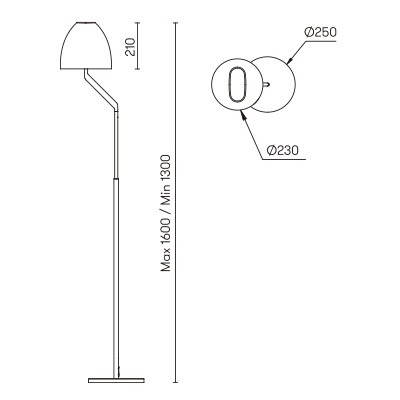 Торшер LEDS C4 Flavia, 25-3686-21-M1, хром, 15 Вт