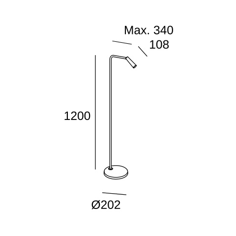 Торшер LEDS C4 Gamma, 25-6420-Z5-Z5, городской серый, 2700 K, 4.3 Вт