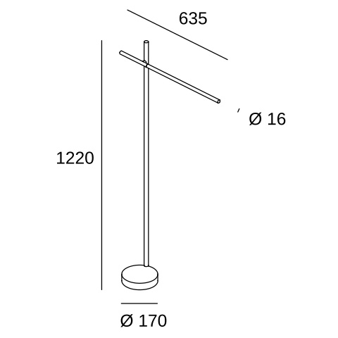 Торшер LEDS C4 Tubs, 25-8102-05-M1, черный, 3000 K, 13.3 Вт