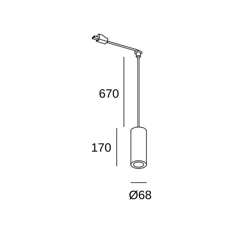 Подвесной светильник LEDS C4 Pipe for Deltatrack, 71-8475-05-23, черный, 8 Вт