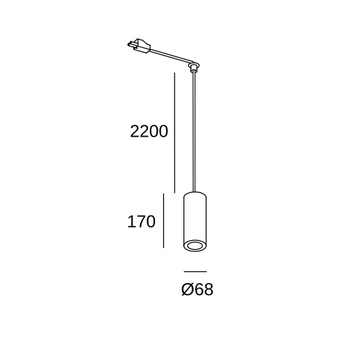 Подвесной светильник LEDS C4 Pipe for Deltatrack, 71-8476-DL-DL, золотой, 8 Вт