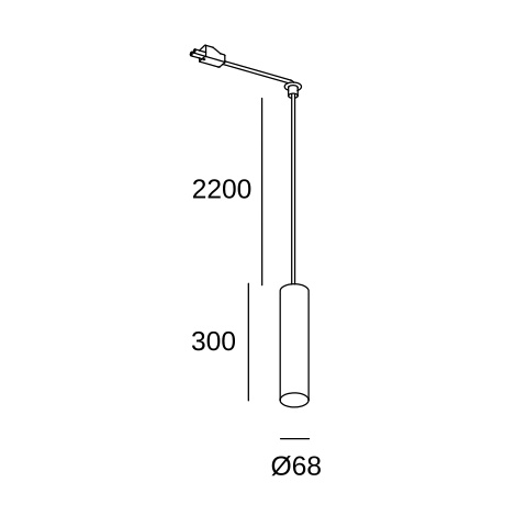 Подвесной светильник LEDS C4 Pipe for Deltatrack, 71-8478-05-23, черный, 8 Вт