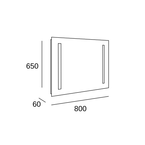 Настенное зеркало LEDS C4 Reflex Rectangular, 75-4858-K3-F1, Mirror стекло, 3000 K