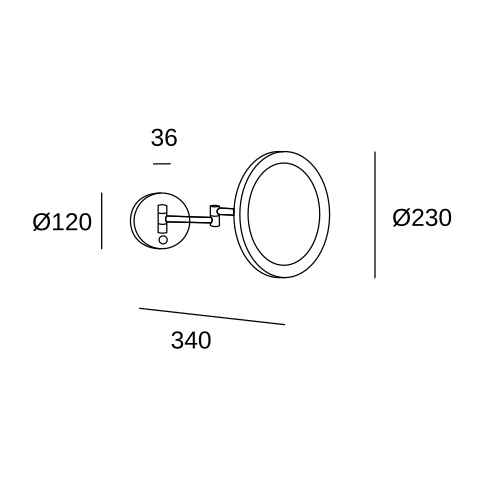 Зеркало LEDS C4 Reflex Round, 75-5314-21-K3, хром, 3000 K, 7.4 Вт