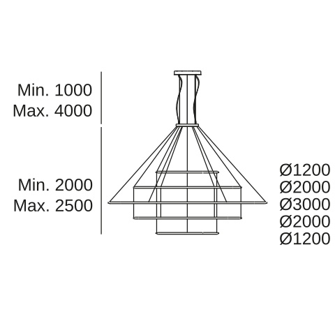 Подвесная люстра LEDS C4 Circular Inward 5 Rings, CD4E-00W9AZOU05, черный, 3000 K, 505 Вт