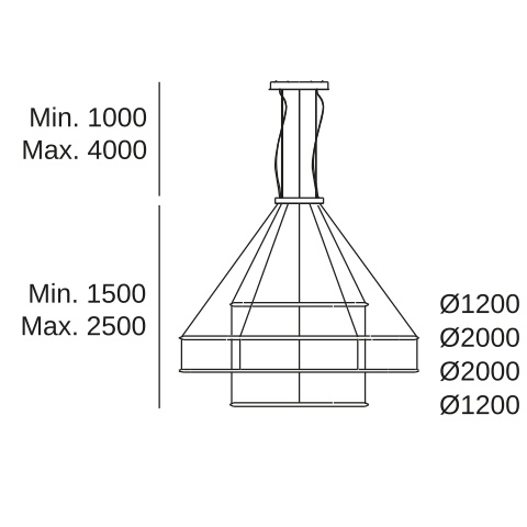 Подвесная люстра LEDS C4 Circular Inward 4 Rings, CD4I-00W9AZOU05, черный, 3000 K, 340.5 Вт