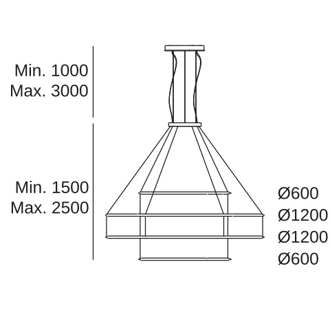 Подвесная люстра LEDS C4 Circular Inward 4 Rings, CD4J-00W9AZRU05, черный, 3000 K, 211.9 Вт