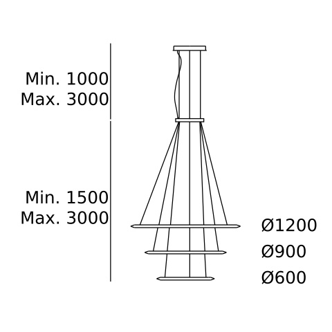Подвесная люстра LEDS C4 Circular Inward 3 Rings, CD4L-00V9AZOU05, черный, 2700 K, 150 Вт