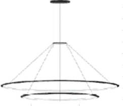 Подвесная люстра LEDS C4 Circular Inward Double Rings, CD4M-00A9AZOU05, черный, 2400 K, 116 Вт