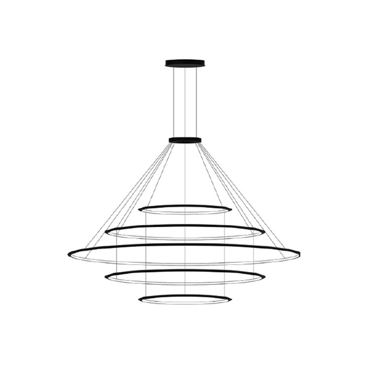 Подвесной светильник LEDS C4 Circular Outward 5 Rings, CF4F-00A9AZOU05, черный, 2400 K, 296.1 Вт