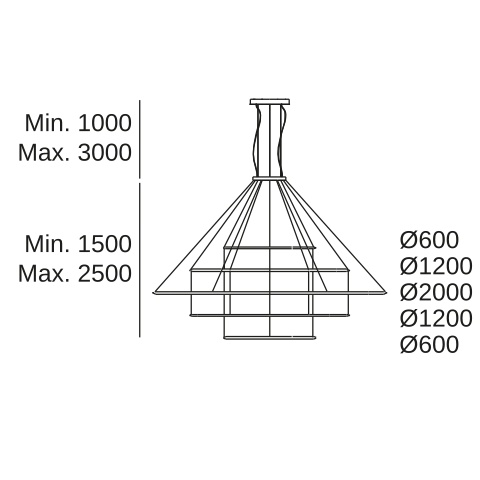 Подвесная кольцевая люстра LEDS C4 Circular Outward 5 Rings, CF4F-00X9AZOU14, белый, 4000 K, 296.1 Вт