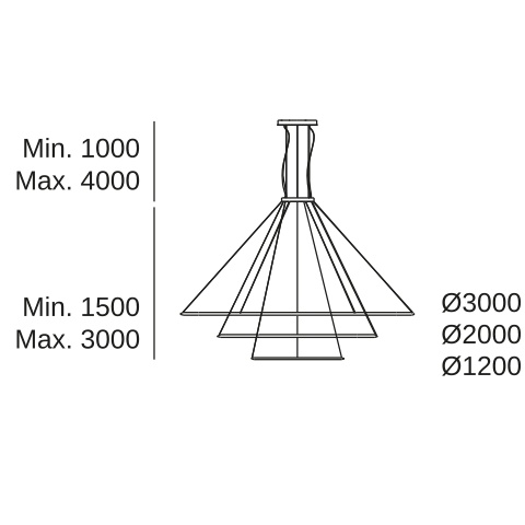 Подвесная люстра LEDS C4 Circular Outward 3 Rings, CF4G-00W9AZDU05, черный, 3000 K, 331.1 Вт